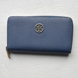 Tory Burch Navy Zip-Around Wallet